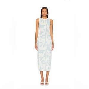 MINKPINK Floral Midi Dress - Blue and White